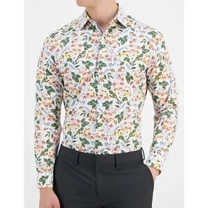New Mens Bar III Slim Fit Stretch Bold Ivy Floral Print Dress Shirt M 15-15.5